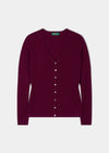 Sally Ladies Cashmere Vee Neck Cardigan In Bordeaux