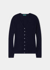 Sally Ladies Cashmere Vee Neck Cardigan In Dark Navy