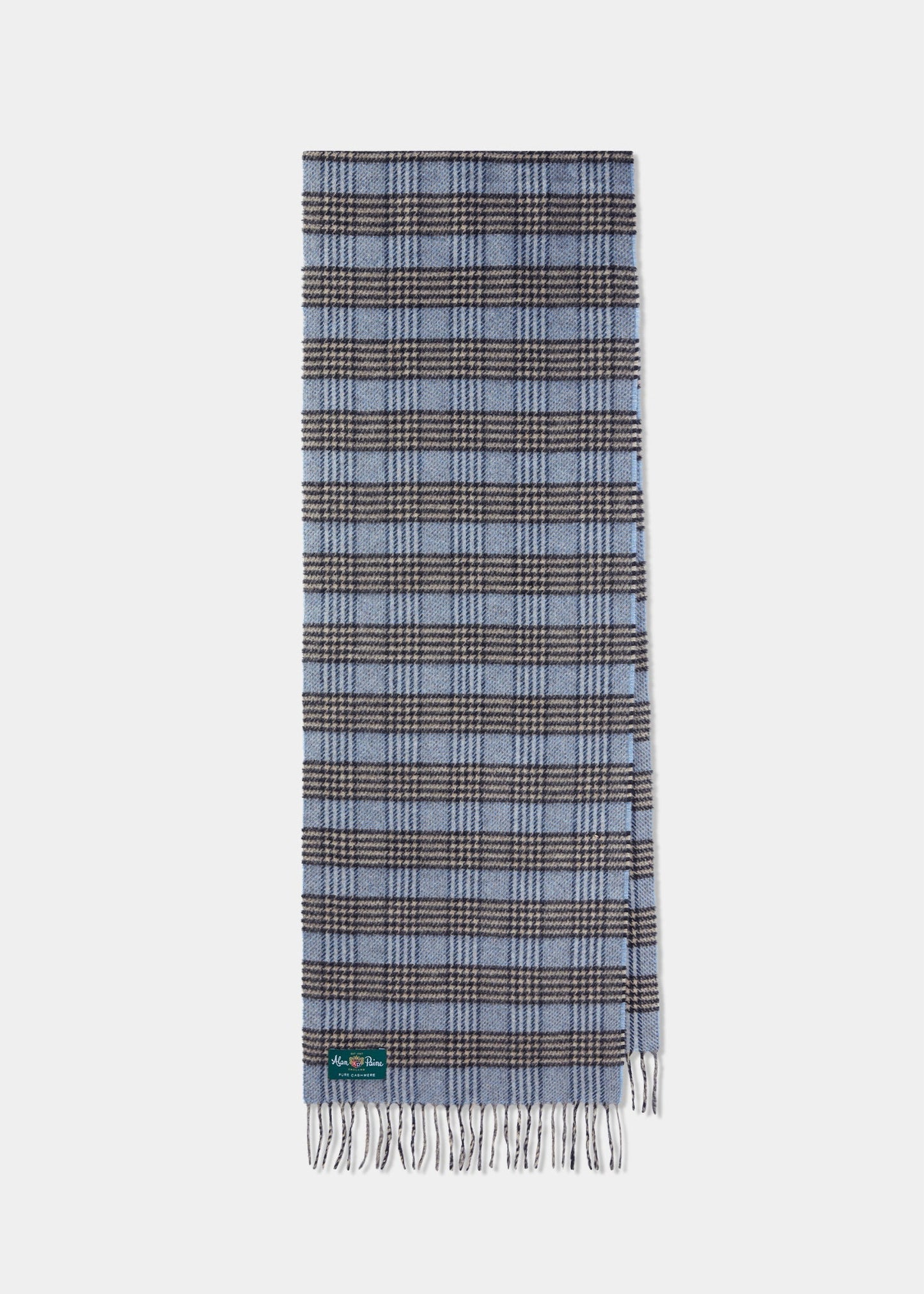 Dunsforth Dog Tooth Cashmere Scarf in Glacier