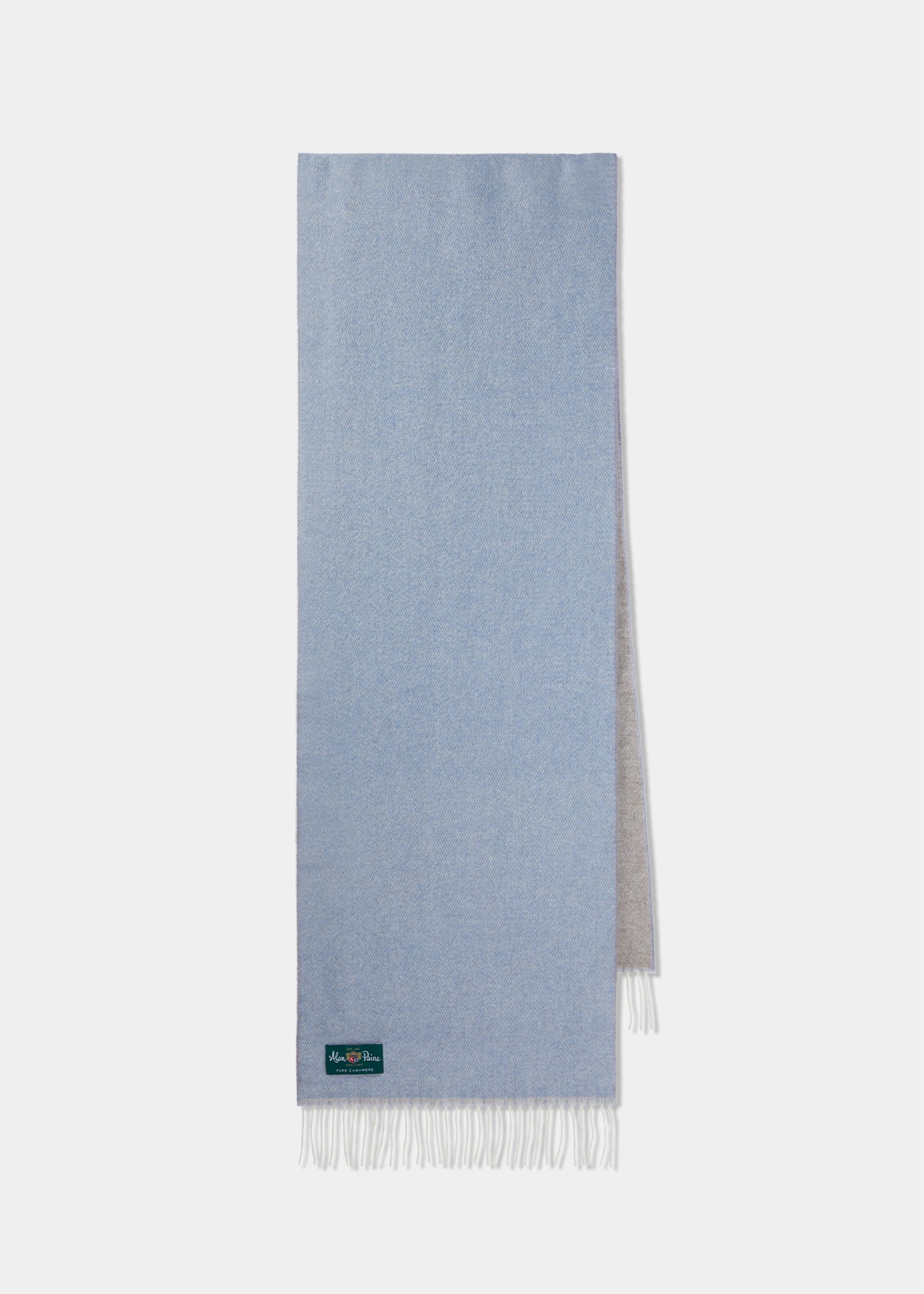 Fincham Reversible Cashmere Scarf In Sky Blue and Beige