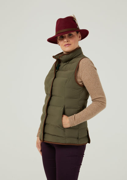 Calsall Ladies Quilted Gilet In Olive