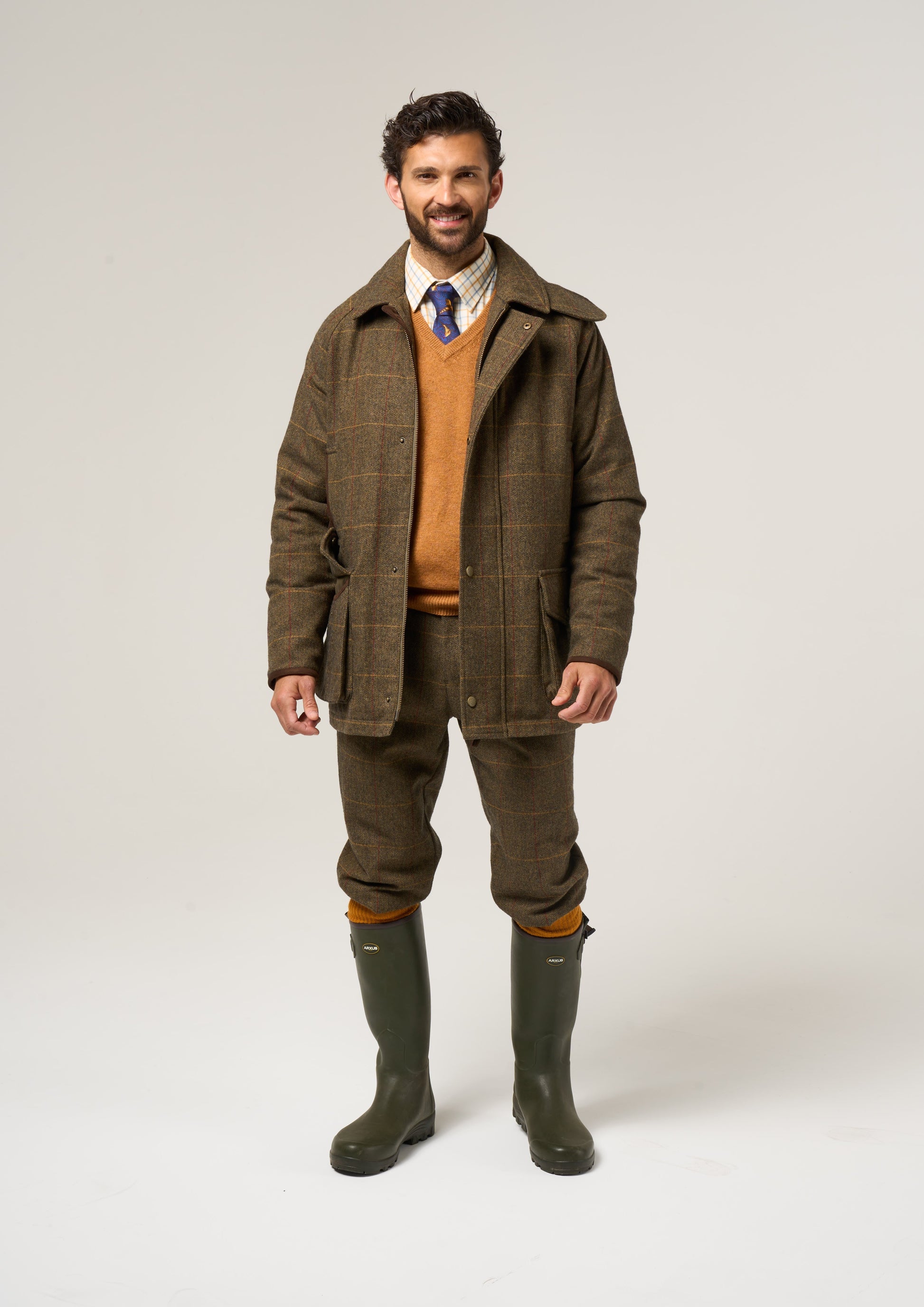 Combrook Men's Waterproof Tweed Coat In Teak