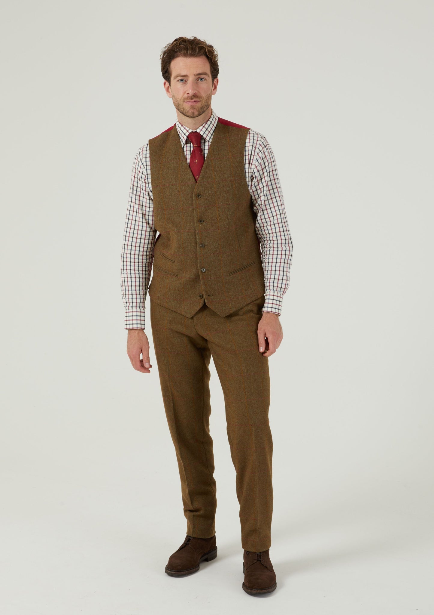 Combrook Men's Tweed Lined-Back Waistcoat In Hawthorn