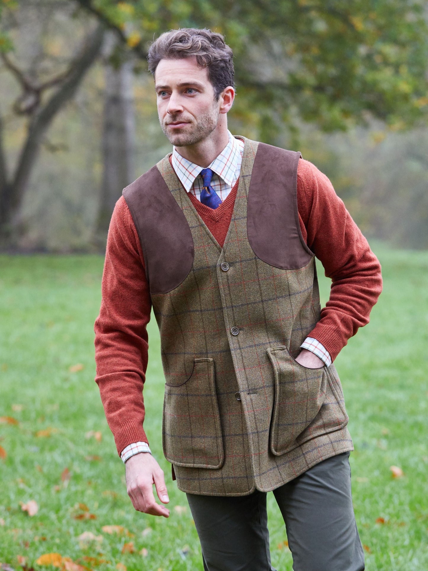 Combrook-Mens-Tweed-Waterproof-Shooting-Waistcoat-Thyme