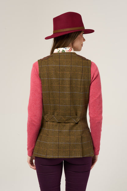 Combrook Ladies Tweed Shooting Waistcoat In Hazel