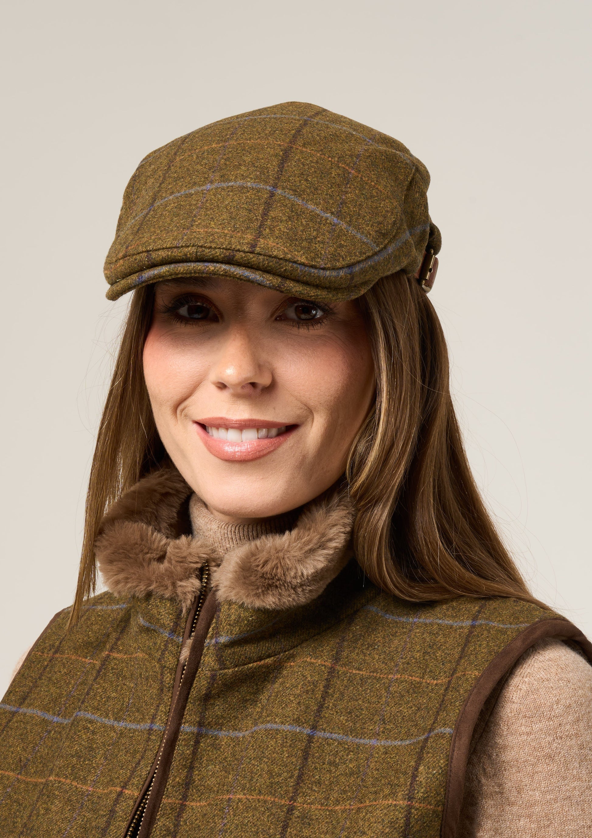 Combrook Unisex Tweed Country Cap In Hazel