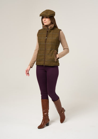 Combrook Ladies Tweed Gilet In Hazel