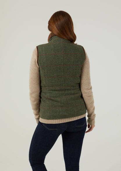 Combrook Ladies Tweed Gilet In Heath