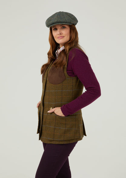 Combrook Ladies Tweed Shooting Waistcoat In Hazel 