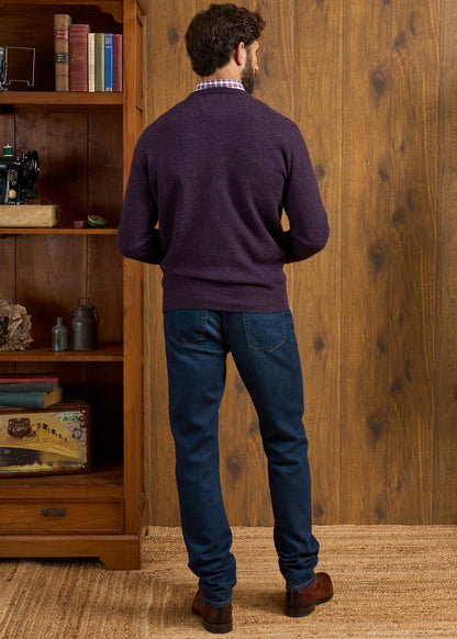 Dorset Men's Lambswool Jumper in Elderberry - Classic Fit