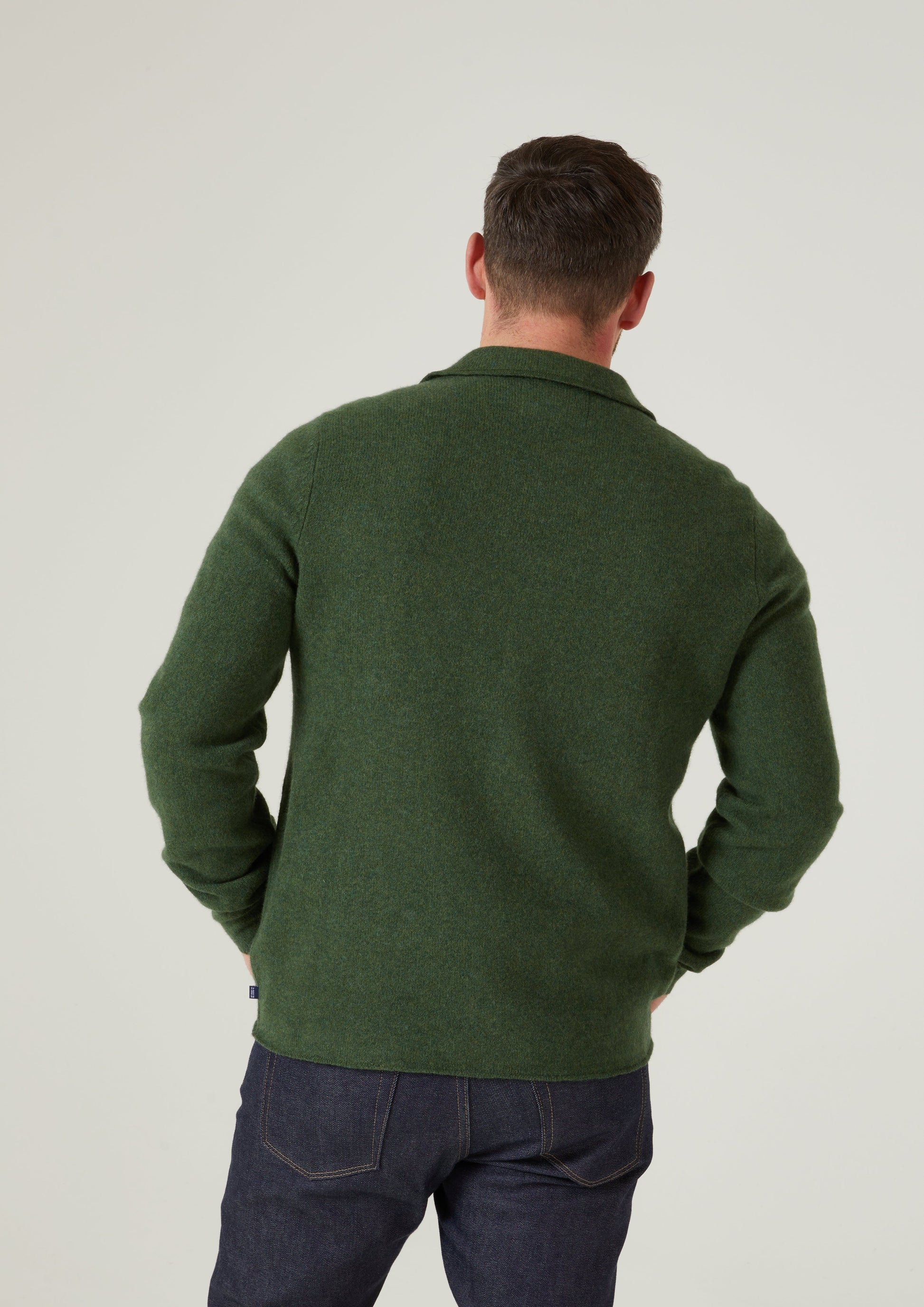 Ferndale Men's Knitted Lambswool Shirt In Rosemary