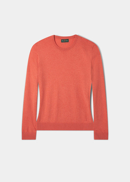 Freya Cotton Cashmere Crew Neck Jumper In Coral