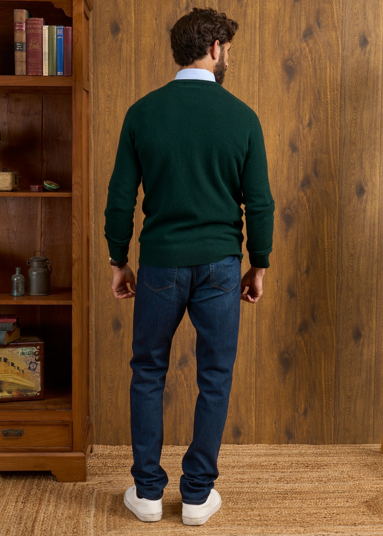 Hampshire Lambswool Jumper in Tartan Green 