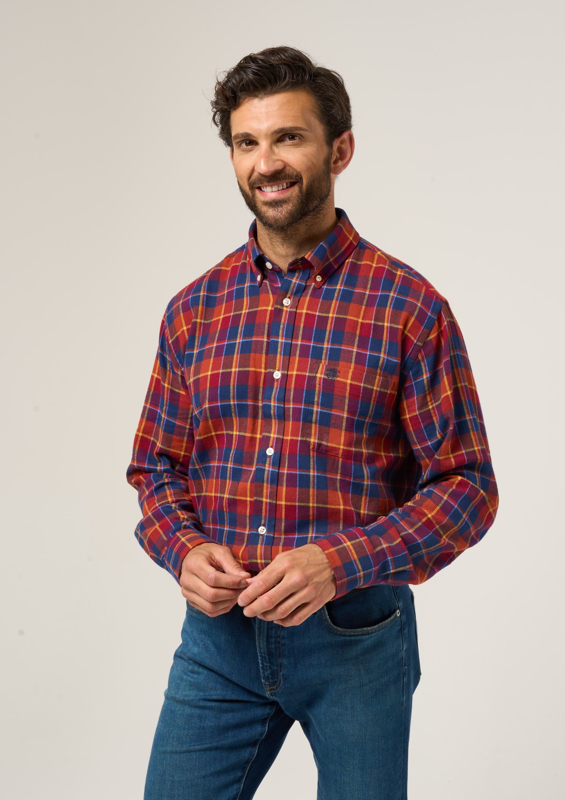 Ilkley Flannel Check Shirt In Red