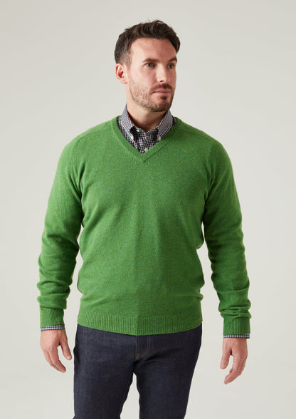 Kilsyth Men's Lambswool Jumper in Watercress