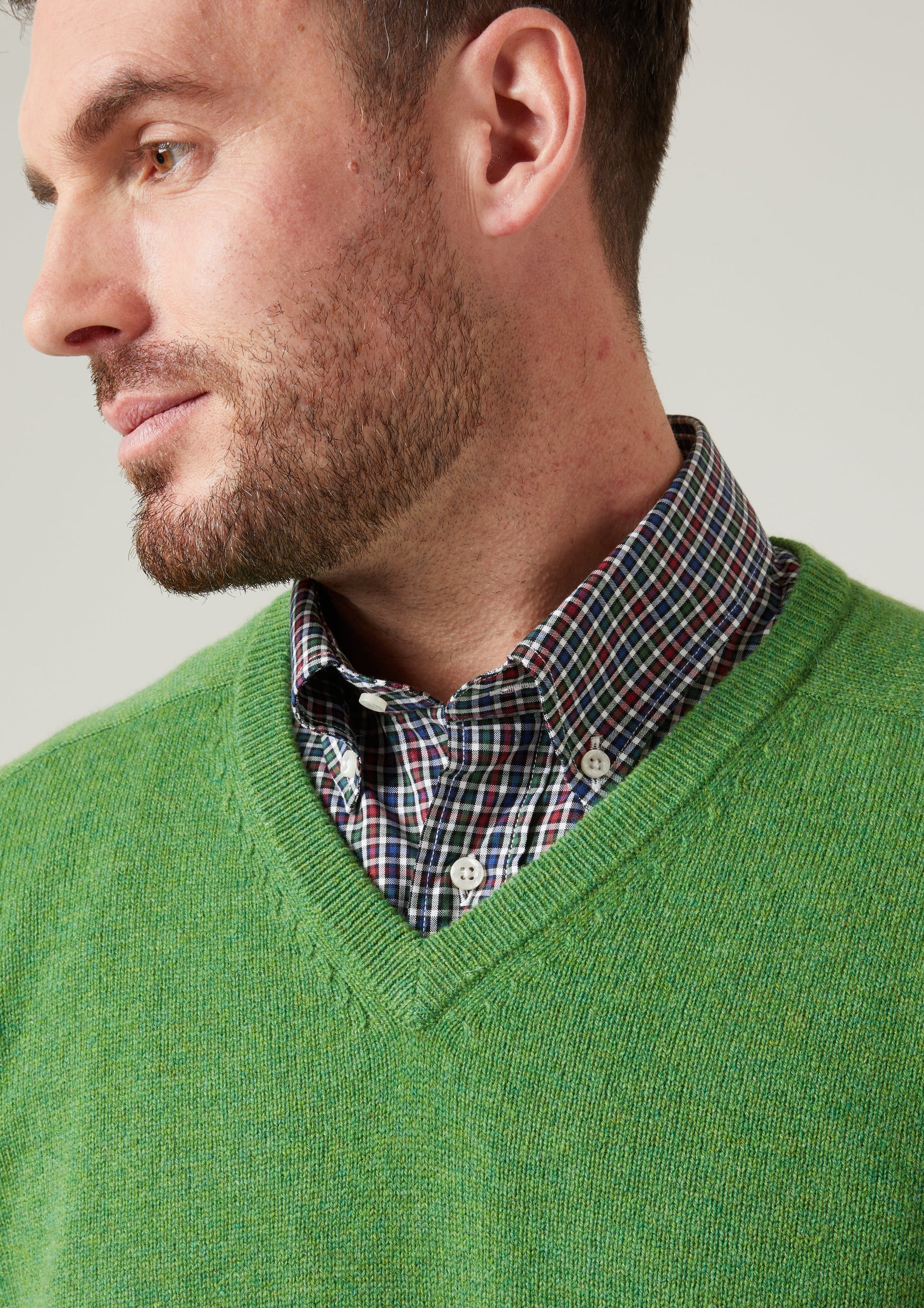 Kilsyth Men's Lambswool Jumper in Watercress