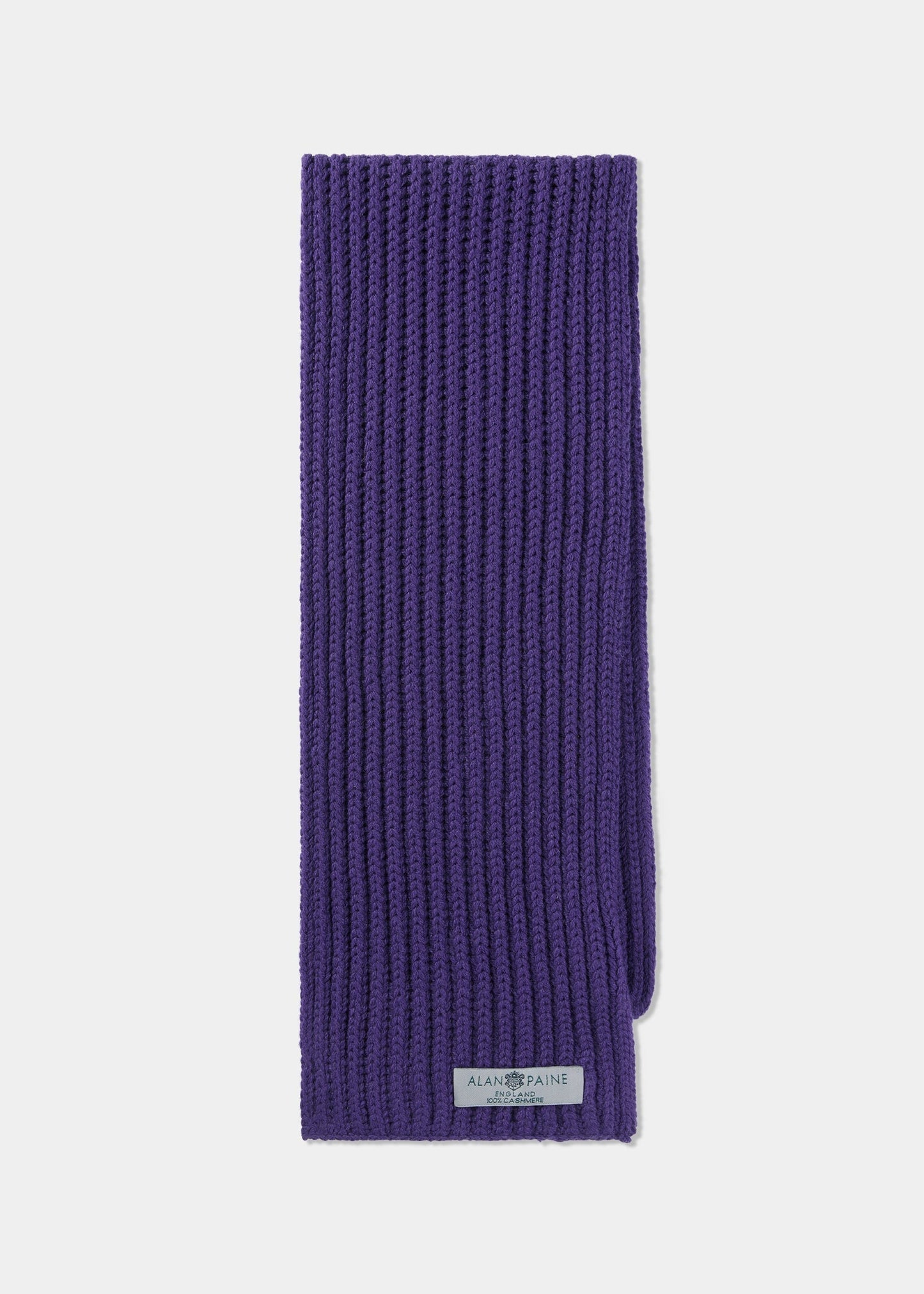 Short Knitted Plain Cashmere Scarf In Arabian Viola