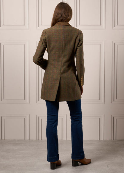 Surrey Ladies Mid-Thigh Tweed Coat In Hemlock