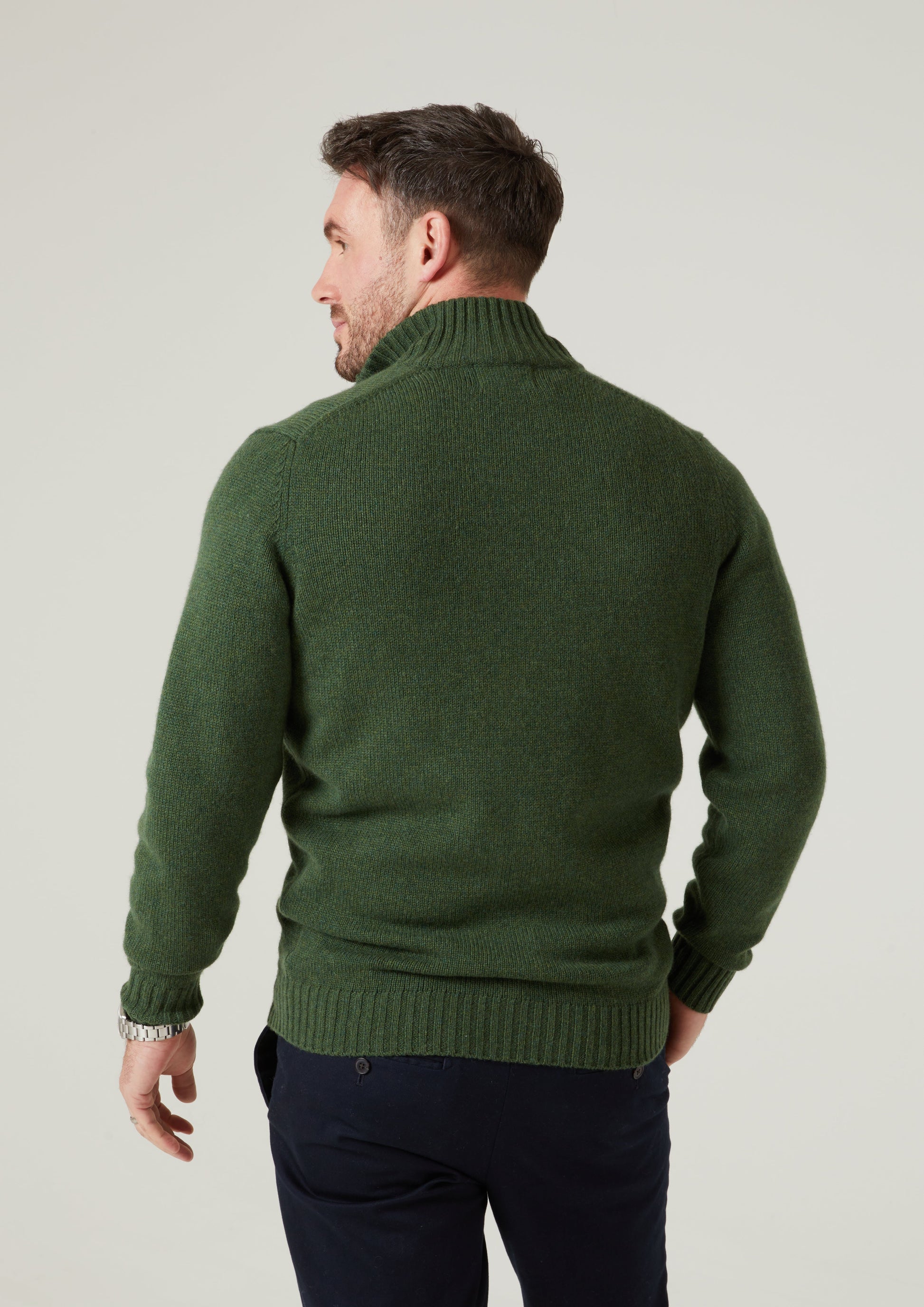 Landford Men's Lambswool Buttoned Jumper In Rosemary