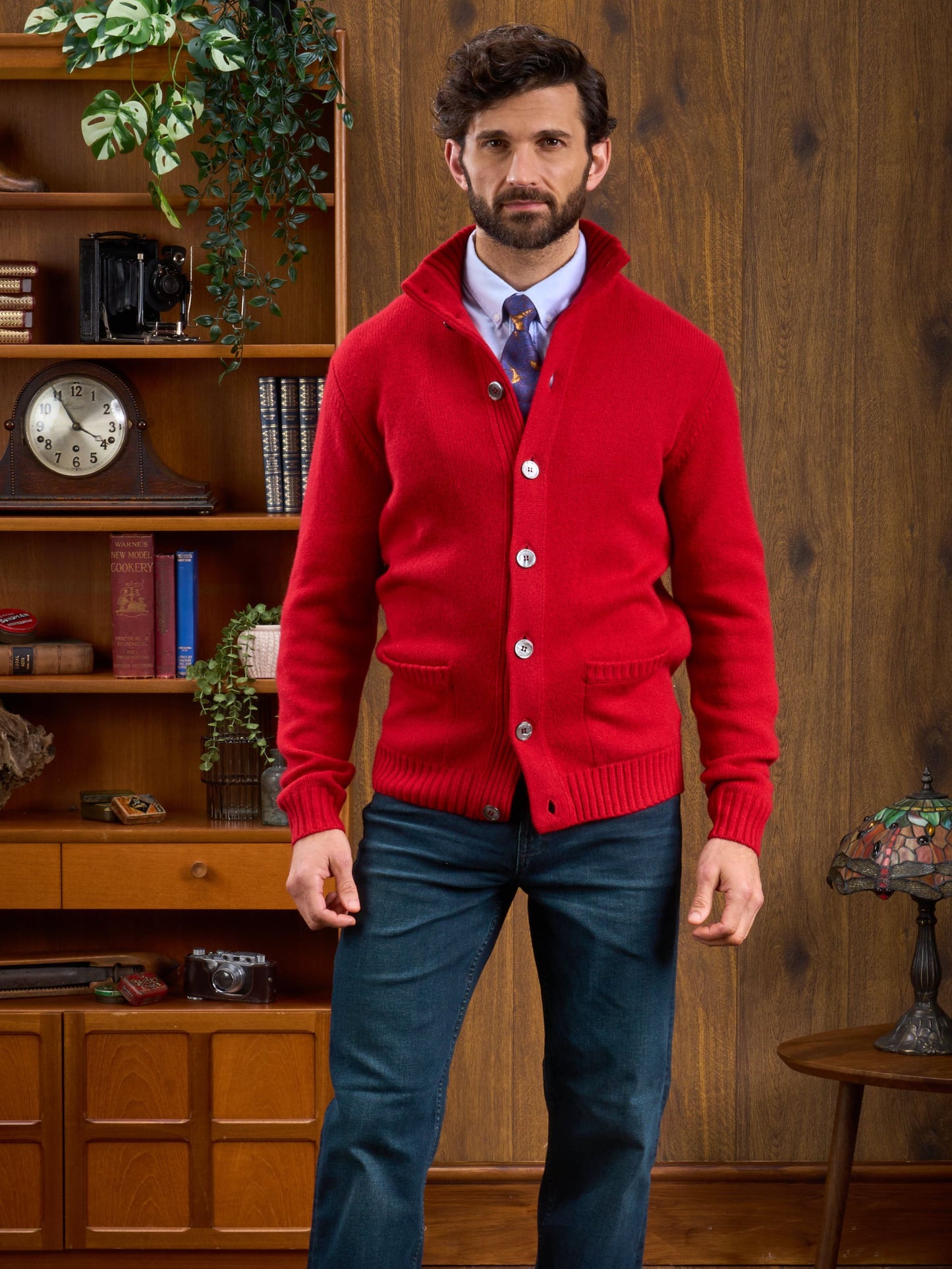 Lambswool Buttoned Jumper In Dubonnet 