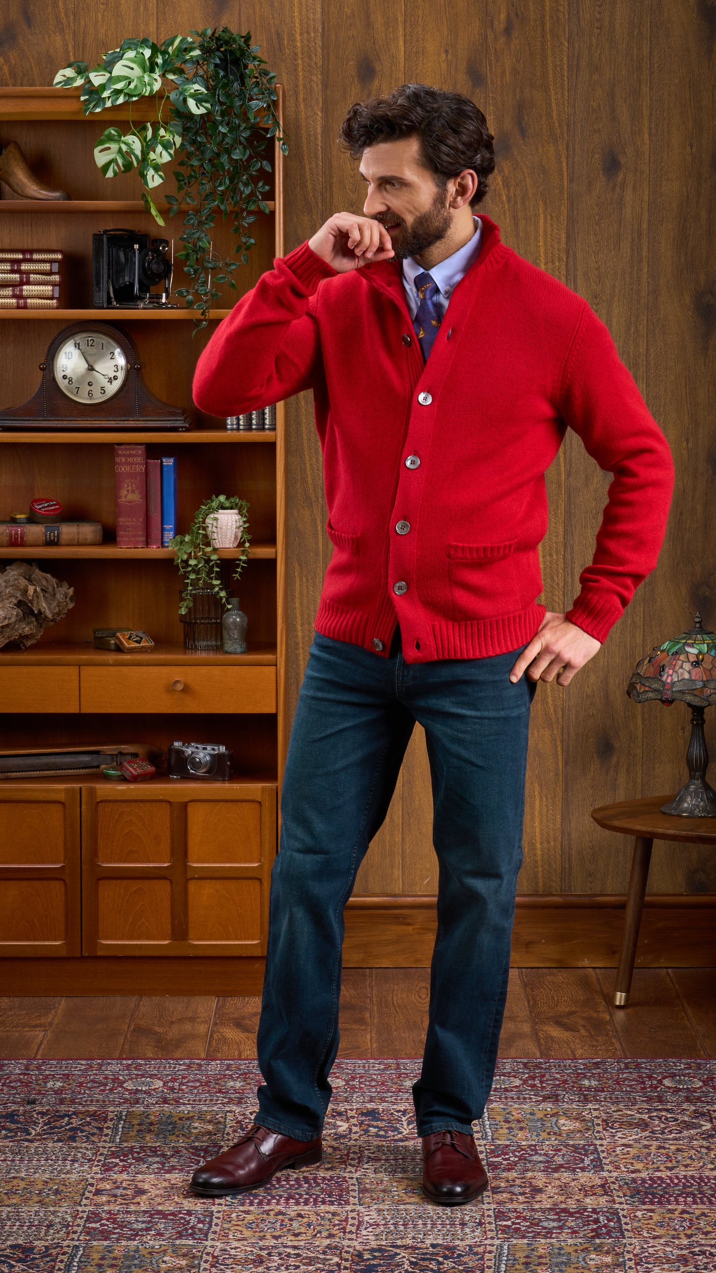 Lambswool Buttoned Jumper In Dubonnet 