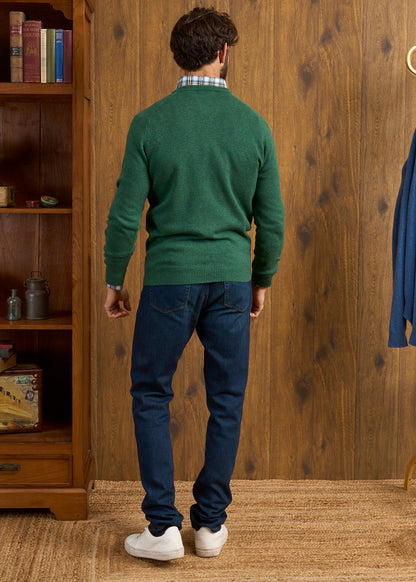 Lenzie Men's Lambswool Jumper In Courgette