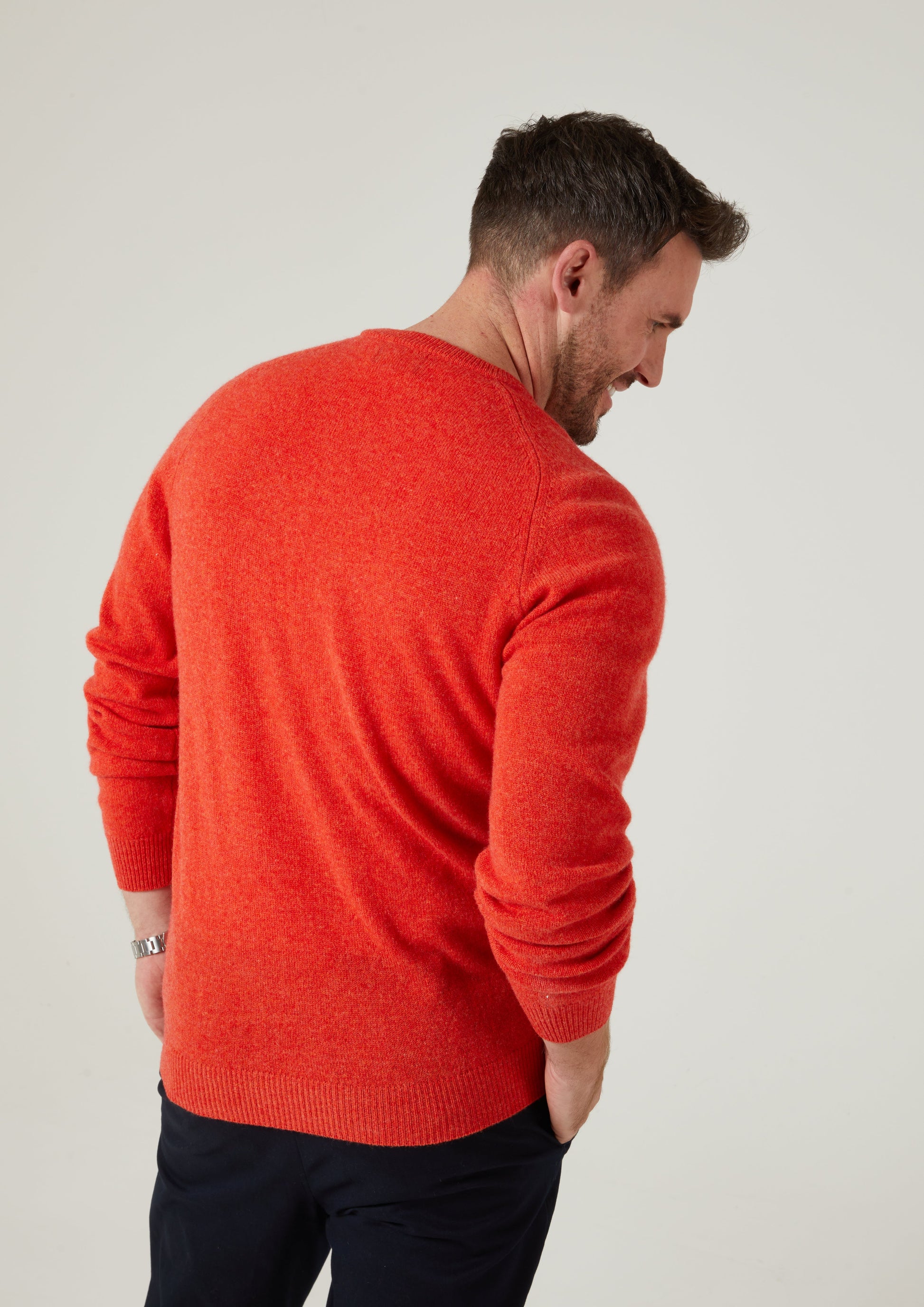 Lenzie Men's Lambswool Jumper In Inferno