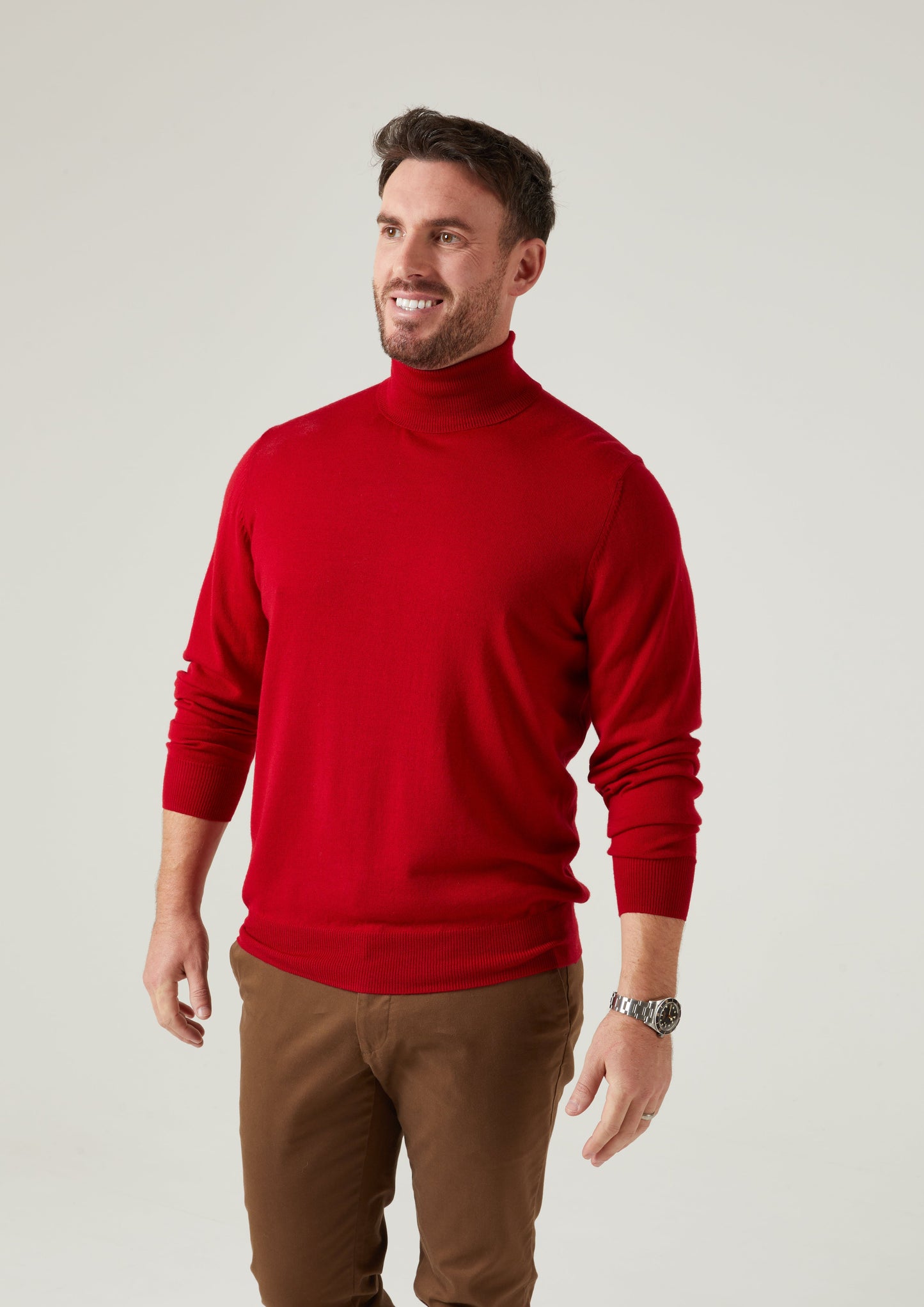 Linton Merino Wool Roll Neck Jumper in Chianti 