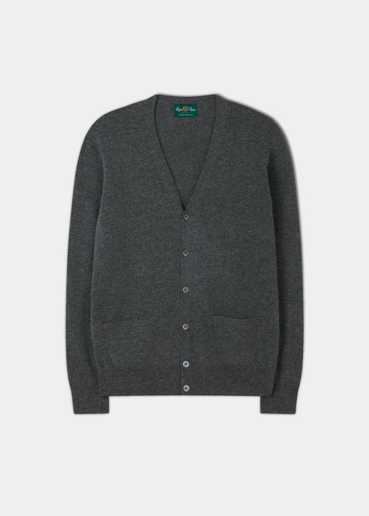 Men's Geelong Lambswool Cardigan in Dark Grey - Classic Fit