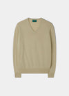 Geelong Wool Vee Neck Jumper in Natural