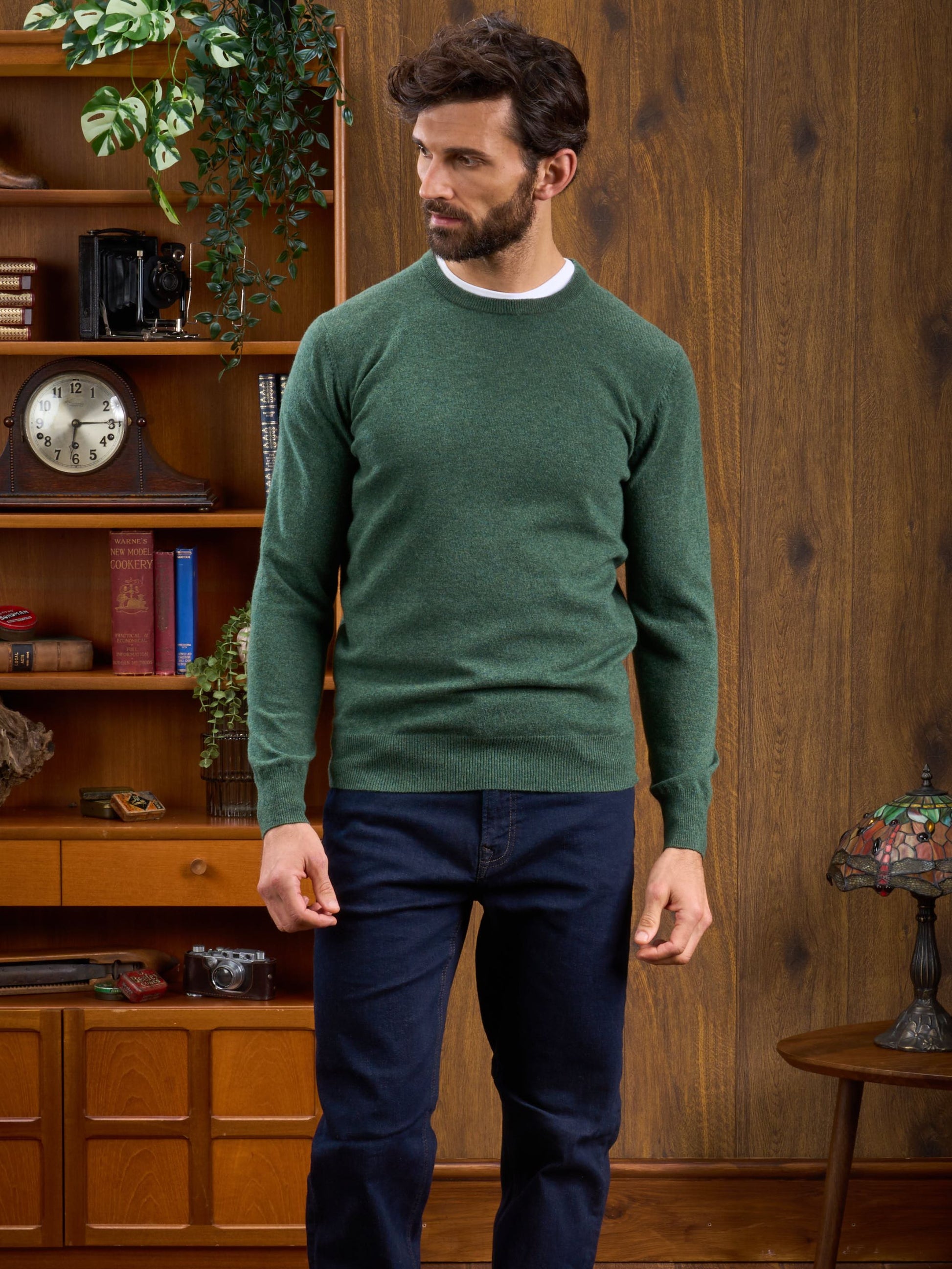 Men's Geelong Crew Neck Jumper In Loden