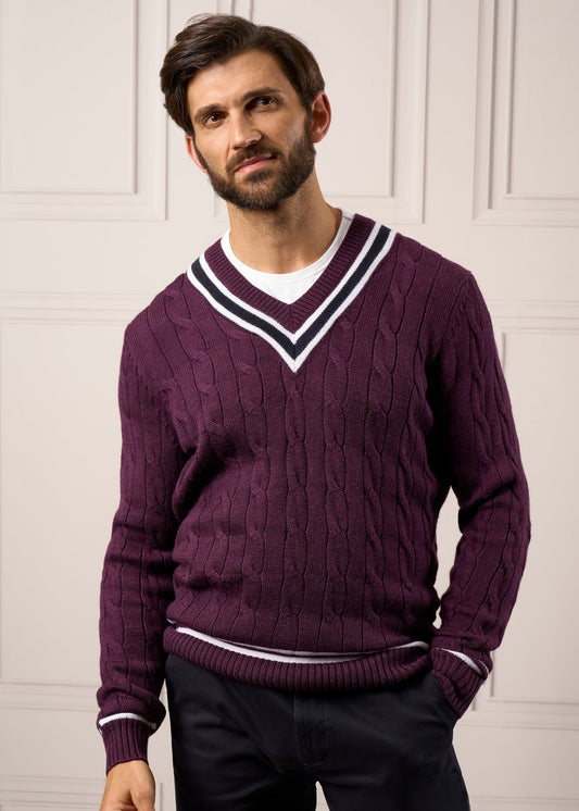 Mens-Merino-Cricket-Sweater-Purple