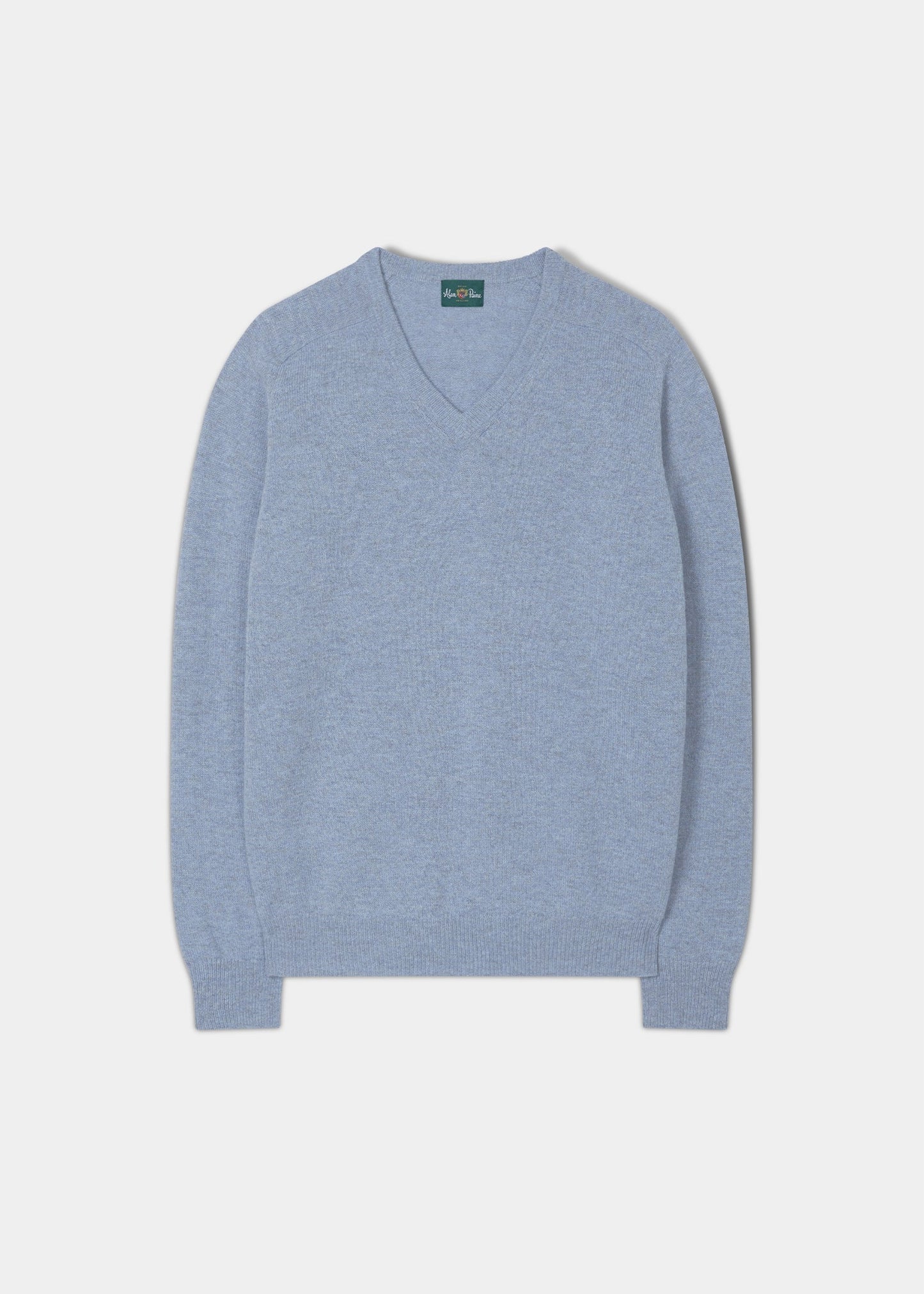 Men's Lambswool Vee Neck Jumper in Paradise Blue - Regular Fit