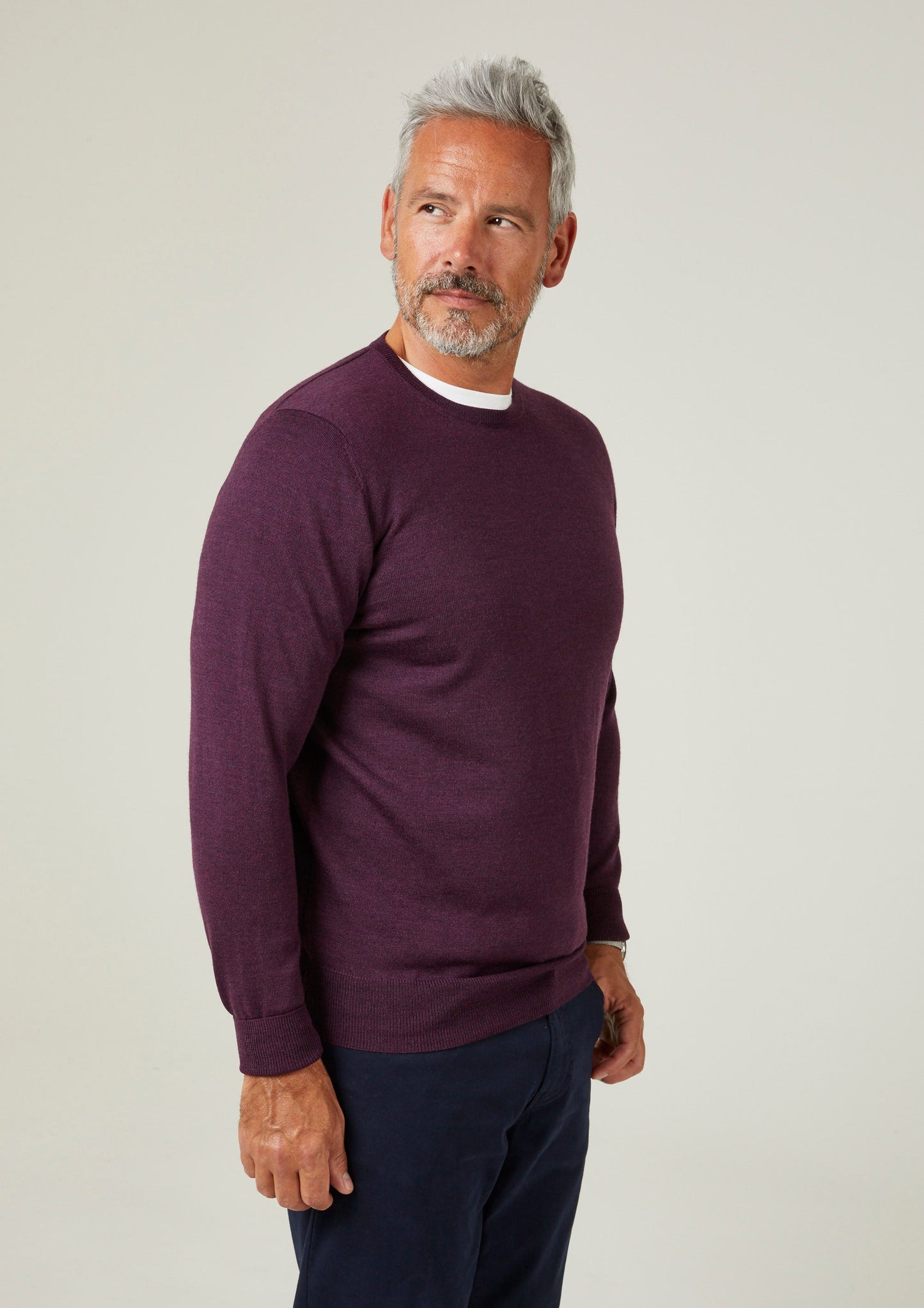 Radstone Men's Merino Wool Jumper in Black Grape - Regular Fit