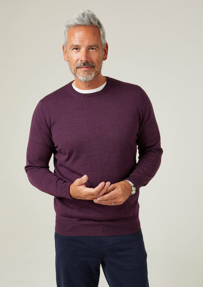 Radstone Men's Merino Wool Jumper in Black Grape - Regular Fit