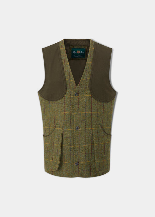 Rutland Men's Tweed Shooting Waistcoat In Green Ash