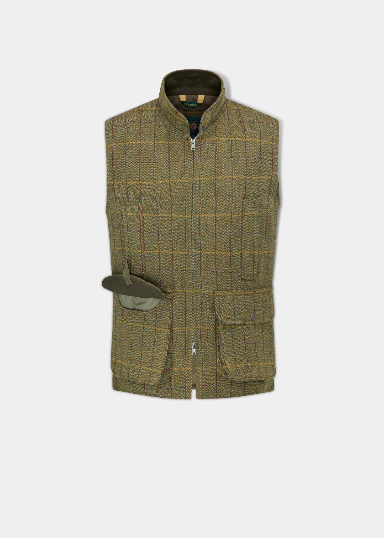 Rutland Men's Tweed Waistcoat In Green Ash