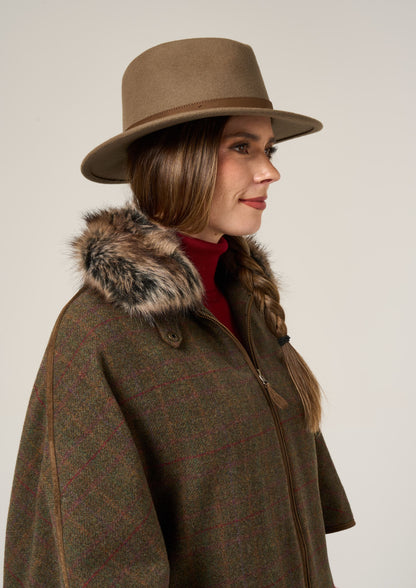 Surrey Ladies Tweed Cape In Hemlock