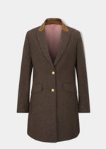 Surrey Ladies Mid-Thigh Tweed Coat In Bramble - Regular Fit