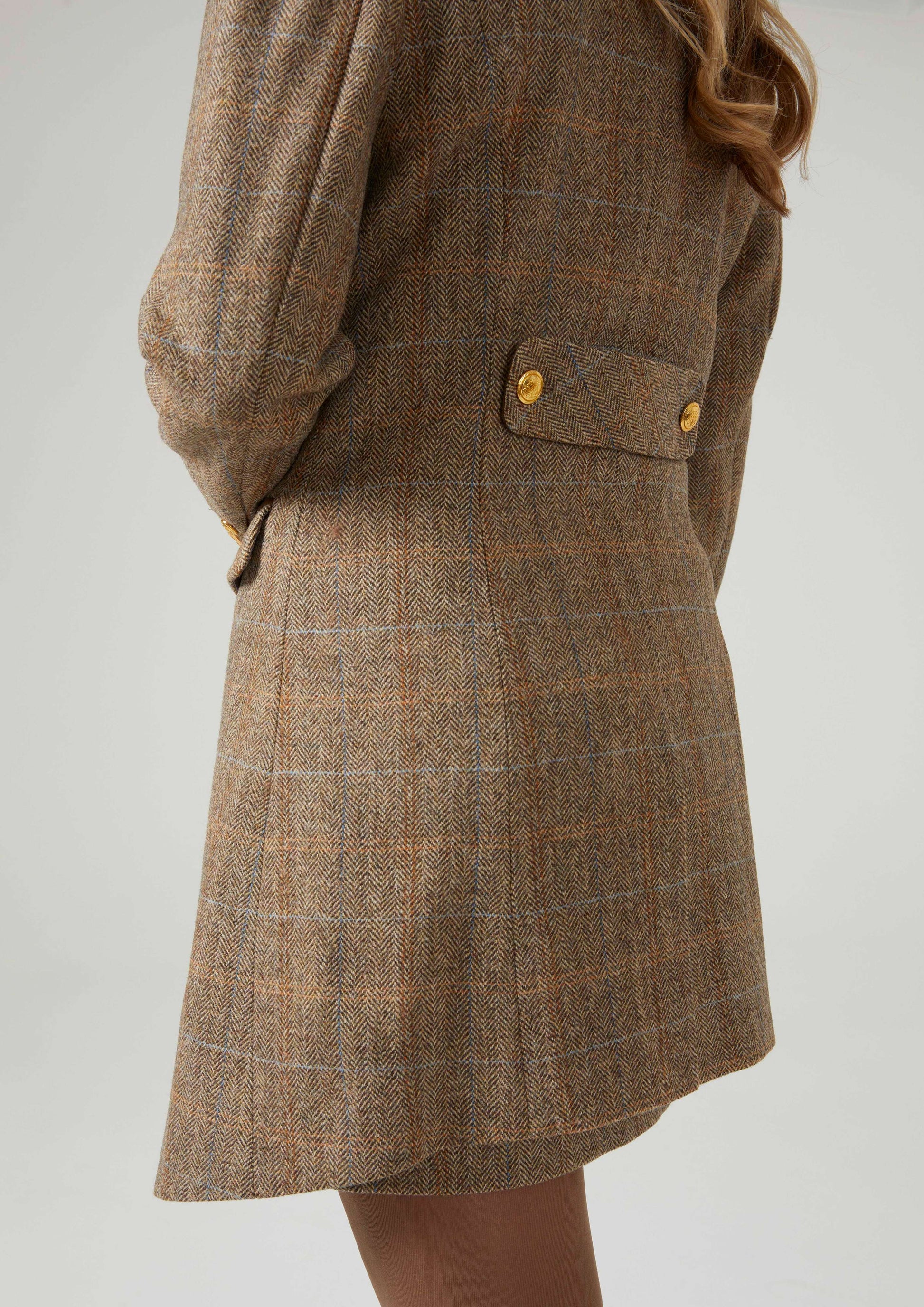 Surrey Ladies Double Breasted Tweed Coat In Hazelwood 