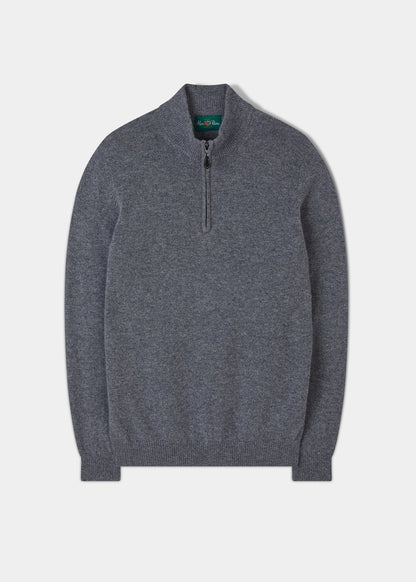 Sutherland Lambswool 1/4 Zip Jumper in Grey Mix - Regular Fit