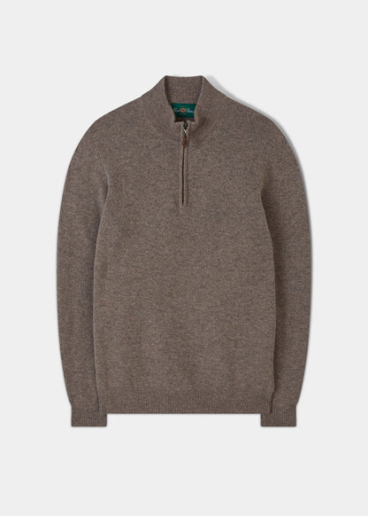 Sutherland Lambswool 1/4 Zip Jumper in Vole - Regular Fit