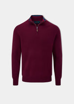 Streetly Men's 1/2 Zip Mock Neck Jumper In Bordeaux - Classic Fit