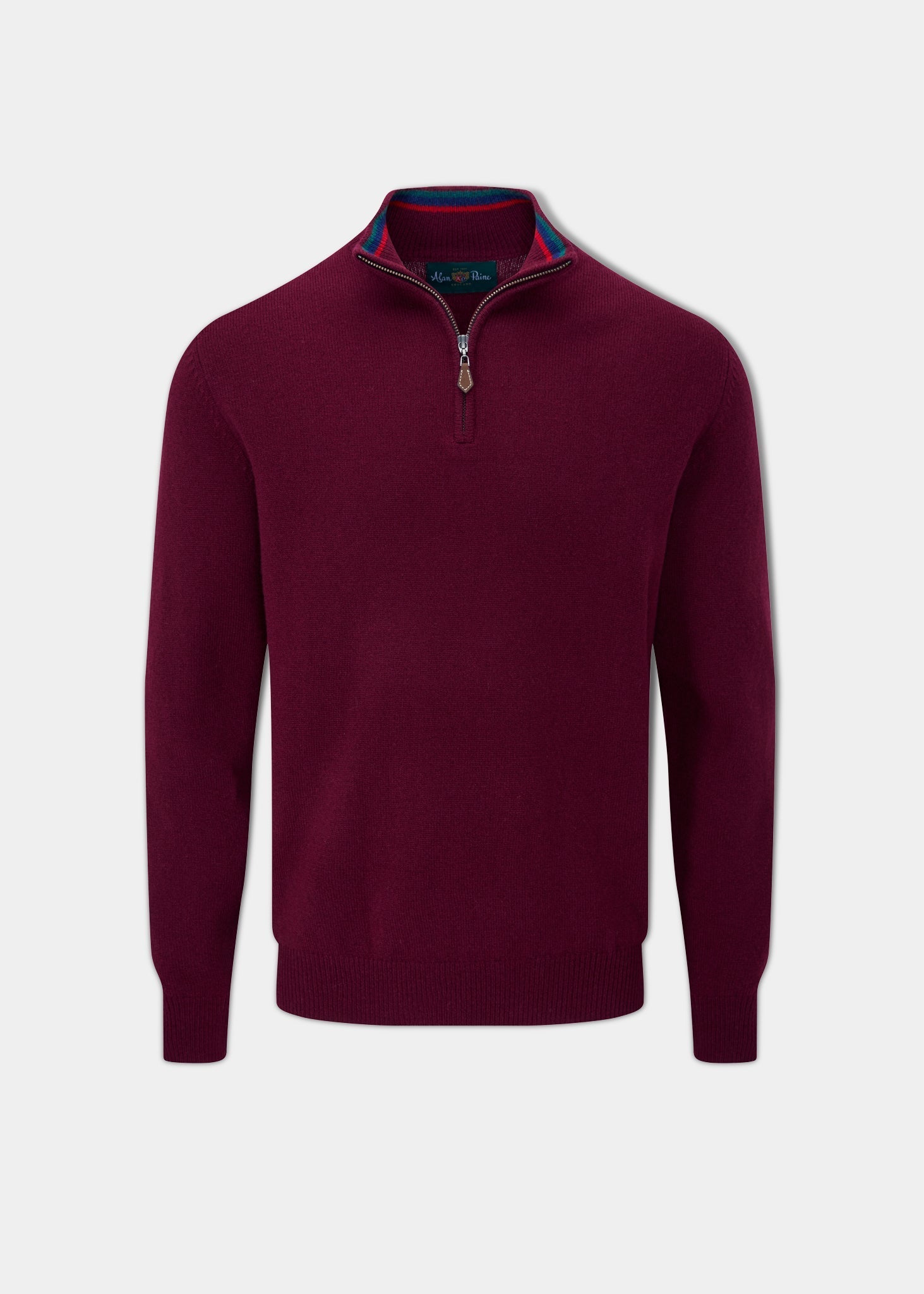 Streetly Men's 1/2 Zip Mock Neck Jumper In Bordeaux - Classic Fit