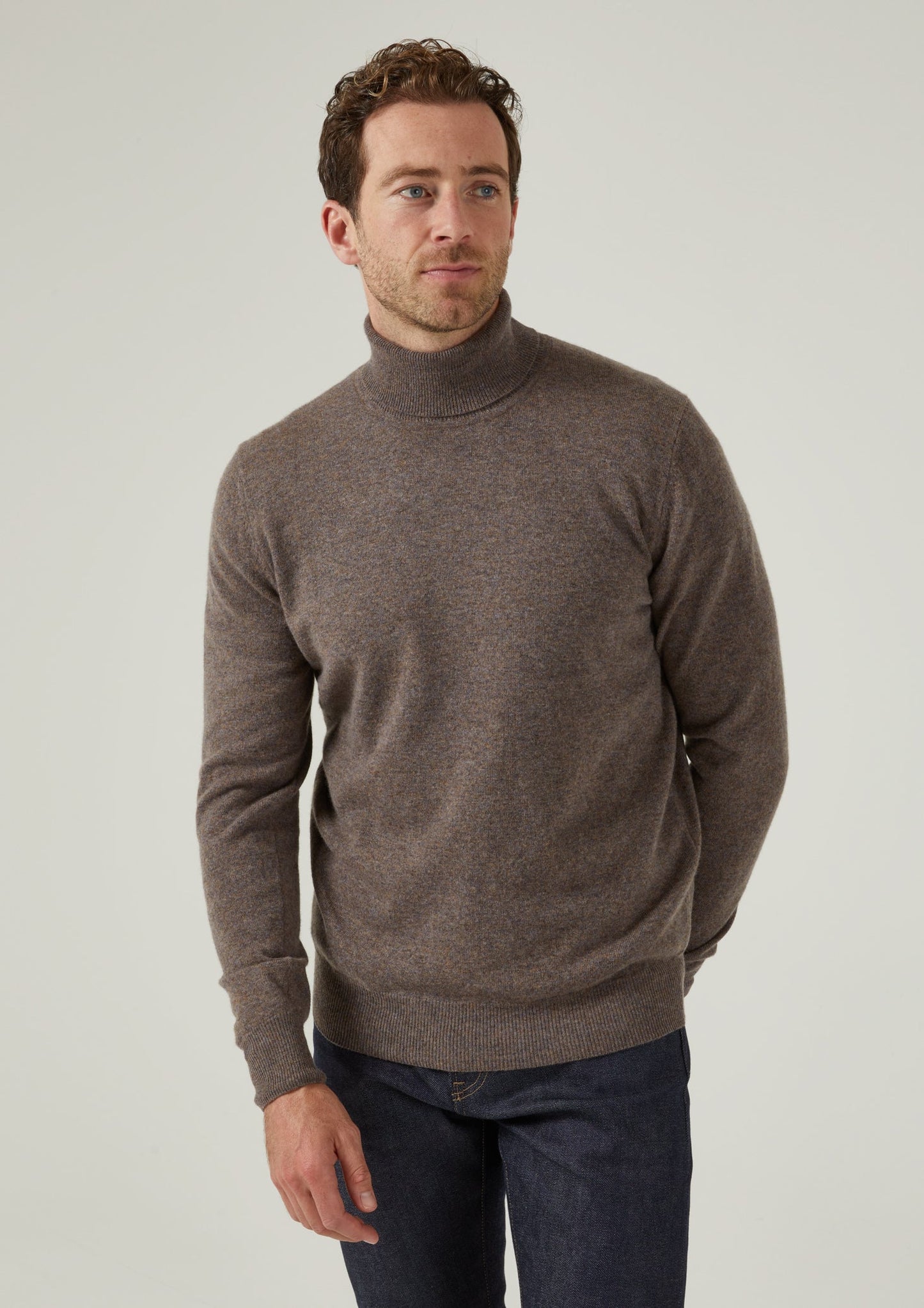 Bunbury Geelong Wool Roll Neck Jumper in Teak 