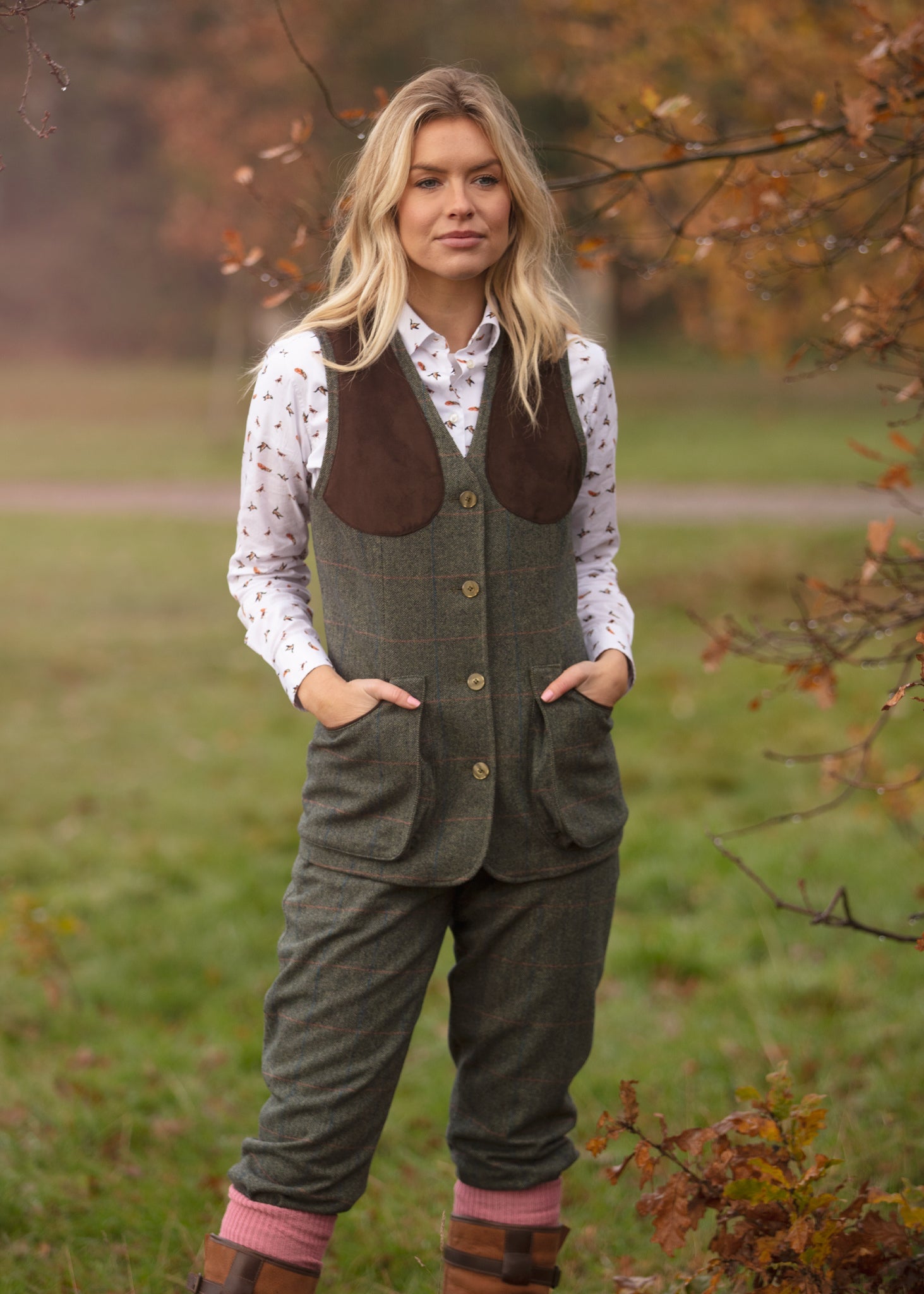 combrook-ladies-tweed-shooting-waistcoat-spruce