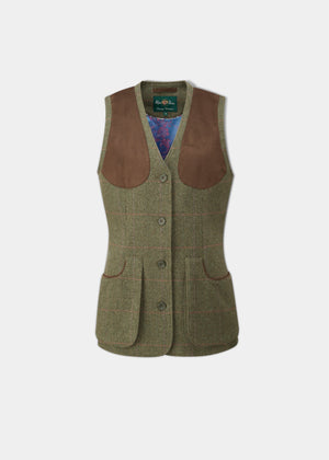 Combrook Ladies Tweed Shooting Waistcoat In Heath