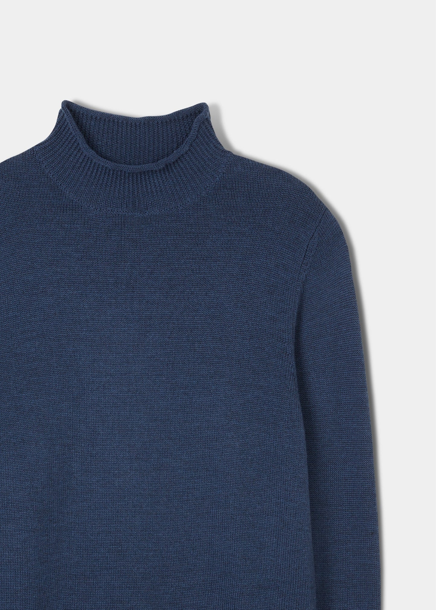 Fordwich Rolled Collar Jumper In Indigo 