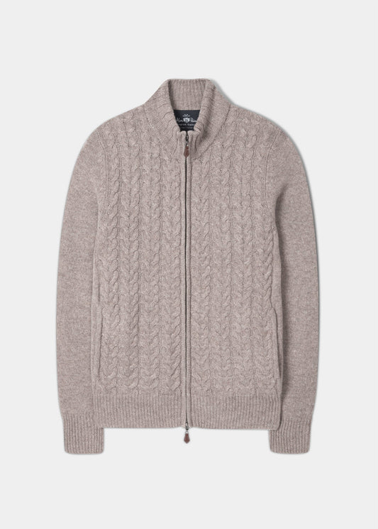 Hawsker Zip Front Mock Neck Jumper In Cobble