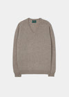 Men's Lambswool V Neck Jumper in Cobble